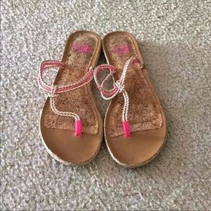 Sz 6.5 Pink/Cream/Gold Gianni Bini Sandals